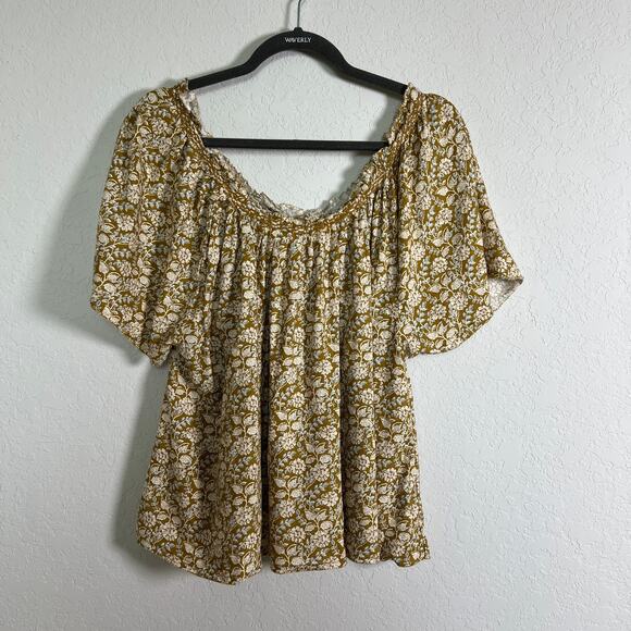 Women's Faherty Floral Pattern Pullover Short Sleeve Shirt Size XL - Picture 4 of 9